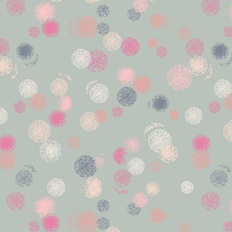 Aerosol Stipple Bubbles, Colorful Circles against grey background - The Country Quilt Shop