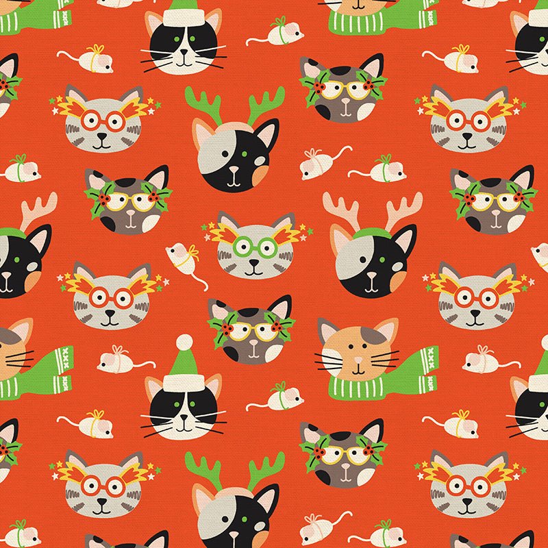 Cat Masquerade Christmas Novelty Fabric from PBS Fabrics - The Country Quilt Shop