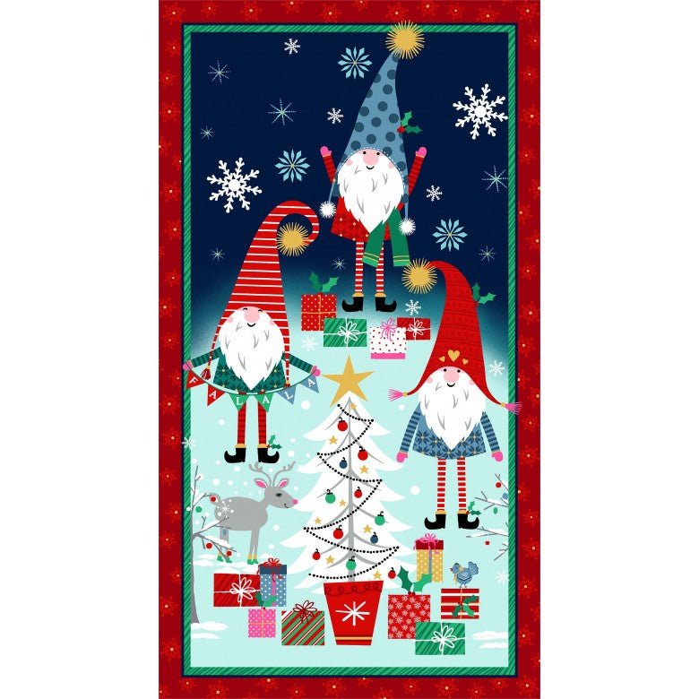 Holiday Gnomes Christmas Fabric Panel - The Country Quilt Shop